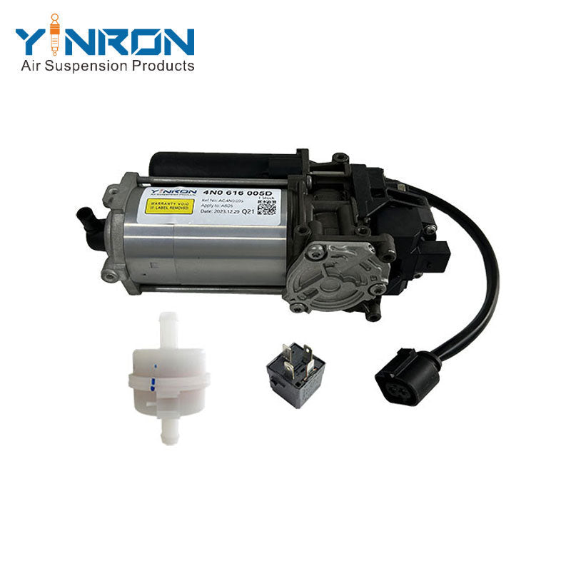 Rear flat view for Audi A8 D5 4N air suspension compressor pump with relay and air filter (4N0616005C)