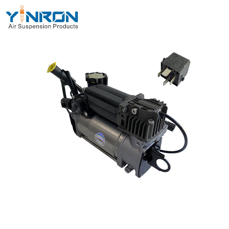Left rear 45 degree top view for Audi Q7 4L air suspension compressor pump with relay (4L0698007A and 4L0698007B)