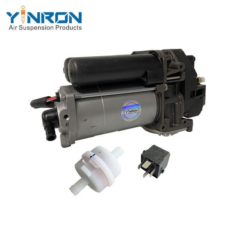 Back view for Audi Q7 4M air suspension compressor pump with relay and air filter (4M0616005F or 4M0616005G)