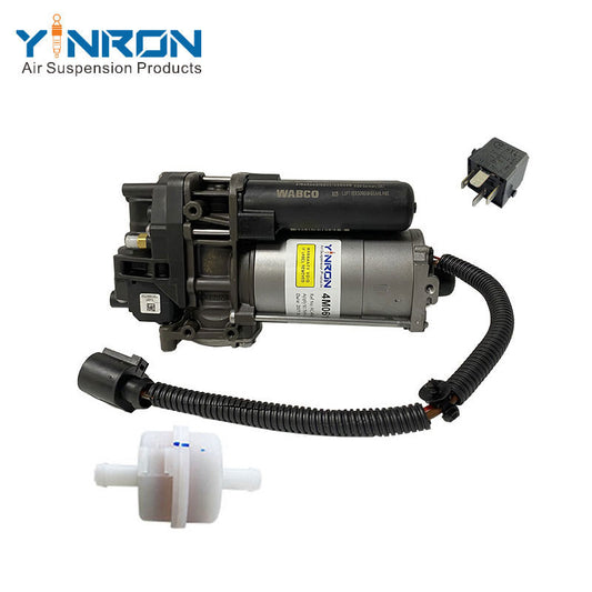 Full front view for Audi Q7 4M air suspension compressor pump with relay and air filter (4M0616005F or 4M0616005G)