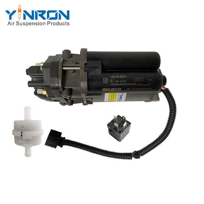 Top down view for Audi Q7 4M air suspension compressor pump with relay and air filter (4M0616005F or 4M0616005G)