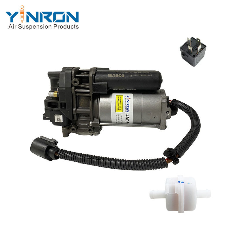 Full horizontal view of Air Suspension Compressor Pump For Bentley Bentayga 4M0 (4M0616005F, with Relay & Air Filter)