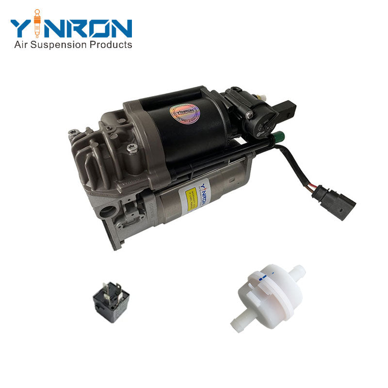 45-degree angled view of Bentley Mulsanne 3Y5 air suspension compressor pump 3Y0616007 with relay & air filter