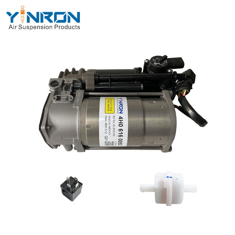 Flat front eye-level view of Bentley Mulsanne 3Y5 air suspension compressor pump 3Y0616007 complete assembly