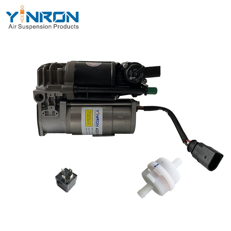 Flat front eye-level view of Bentley Mulsanne 3Y5 air suspension compressor pump 3Y0616007 complete assembly