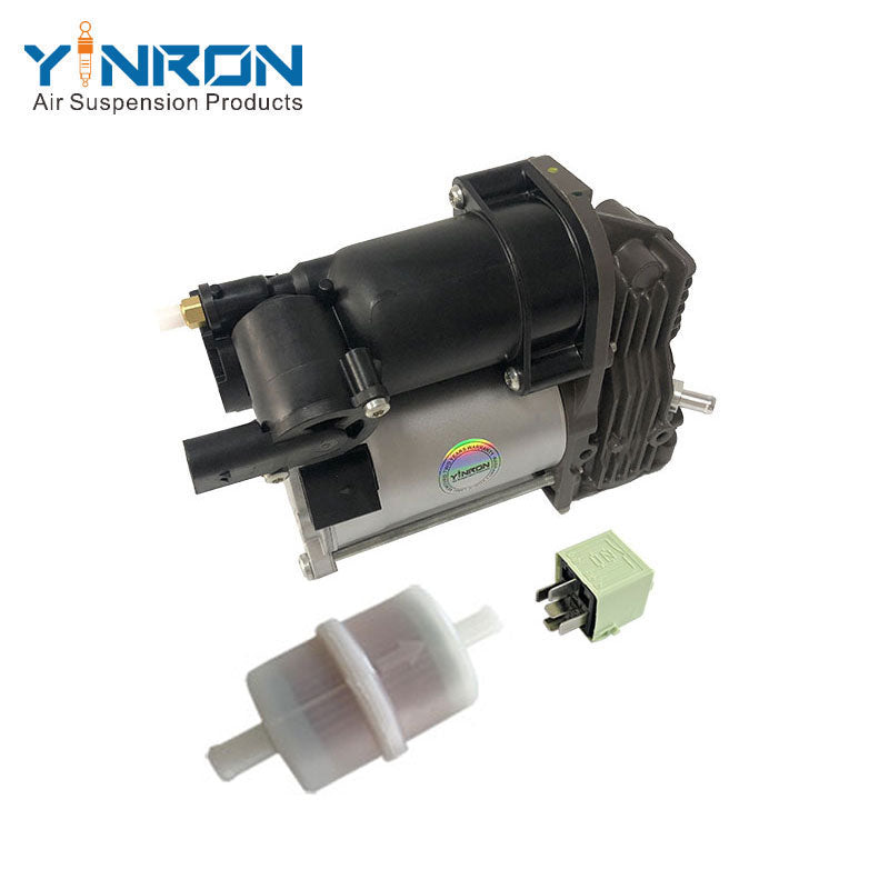 Left rear 45 degree top view for BMW 5 Series E61 air suspension compressor pump with relay and air filter (37106793778)
