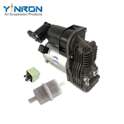 Left rear 45 degree top view for BMW 5 Series E61 air suspension compressor pump with relay and air filter (37106793778)