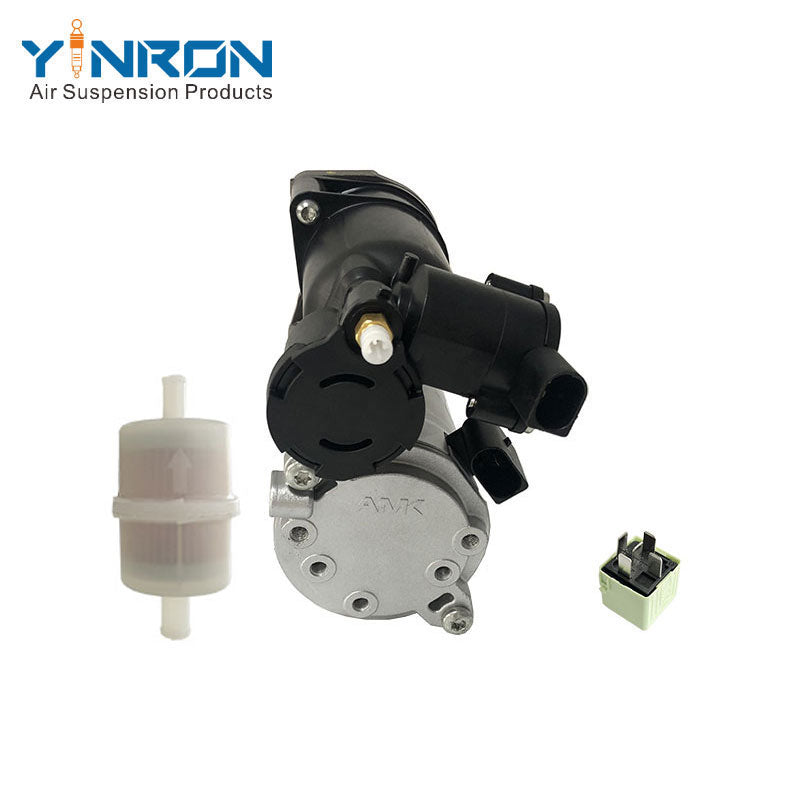 Left straight side view for BMW 5 Series E61 air suspension compressor pump with relay and air filter (37106793778)