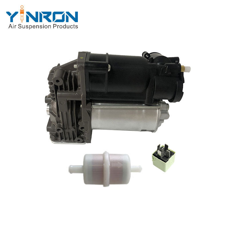 Rear flat view for BMW 5 Series E61 air suspension compressor pump with relay and air filter (37106793778)