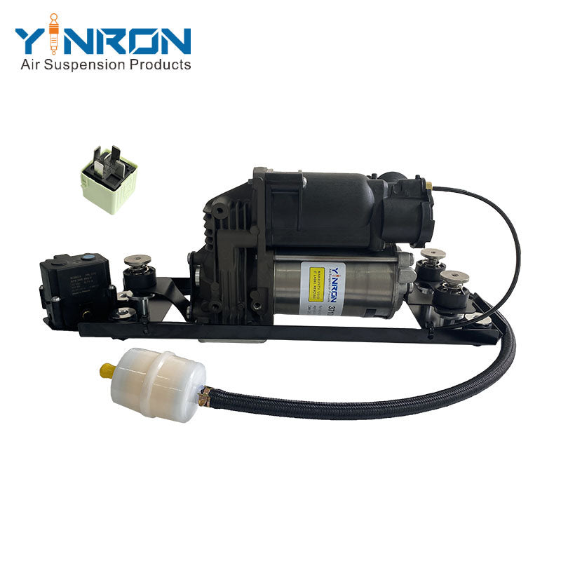 Full front view for BMW 5 Series E61 air suspension compressor pump with bracket and valve block with relay and air filter (37106789937)