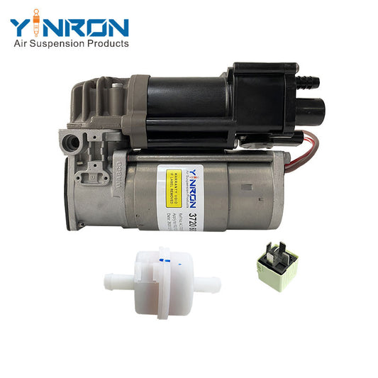 Full front view for BMW 5 Series F07 GT F11 air suspension compressor pump with relay and air filter (37206875176)