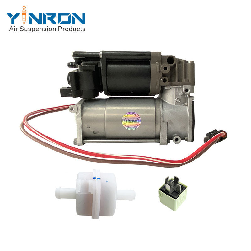 Rear flat view for BMW 5 Series F07 GT F11 air suspension compressor pump with relay and air filter (37206875176)