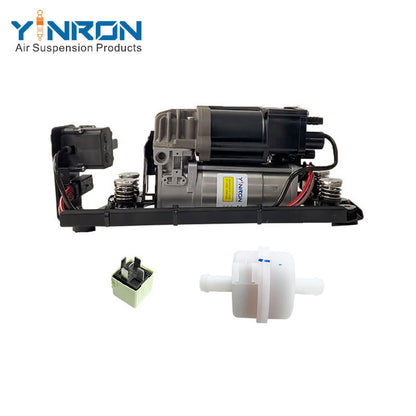 Full front view for BMW 5 Series F07 GT F11 air suspension compressor pump with bracket and valve block with relay and air filter (37206875176)