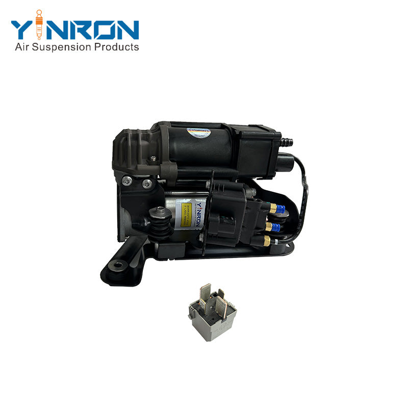Front flat view for BMW 5 Series G31 G38 air suspension compressor pump assembly with relay (37206886721)