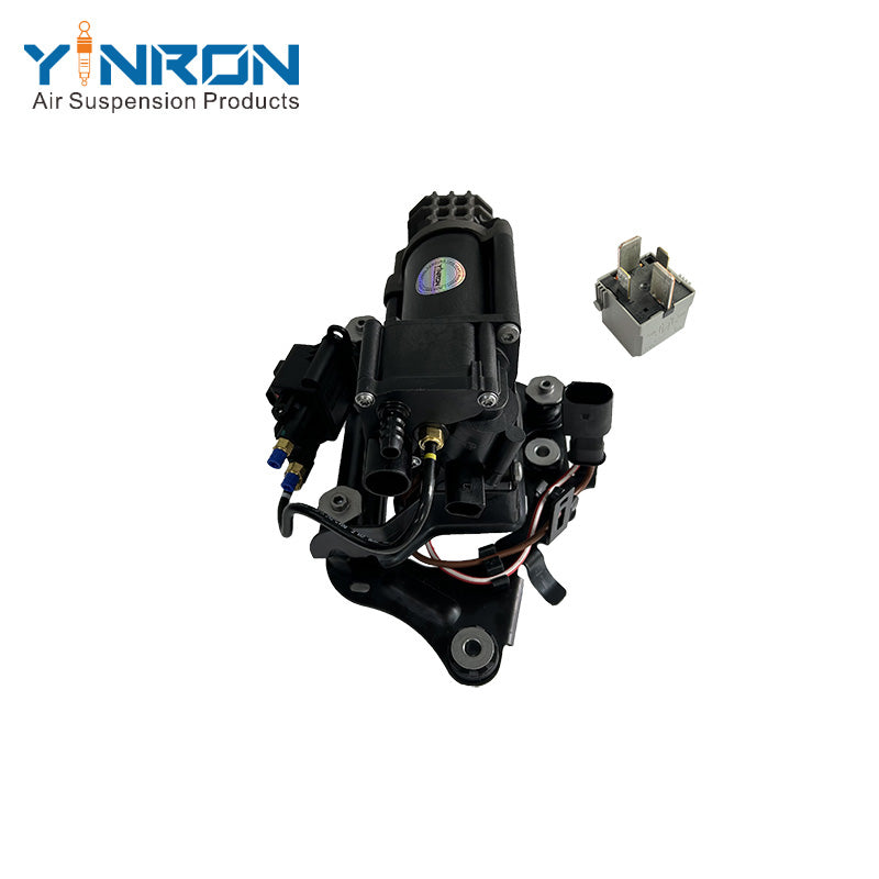 Left side view for BMW 5 Series G31 G38 air suspension compressor pump assembly with relay (37206886721)