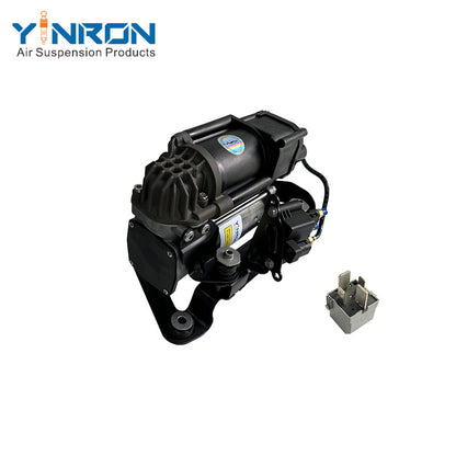 Right front 45 degree view for BMW 5 Series G31 G38 air suspension compressor pump assembly with relay (37206886721)