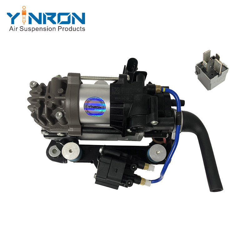 Top angle view for BMW 6 Series G32 GT and G32 GT LCI xDrive air suspension compressor pump assembly with relay (37206886722)