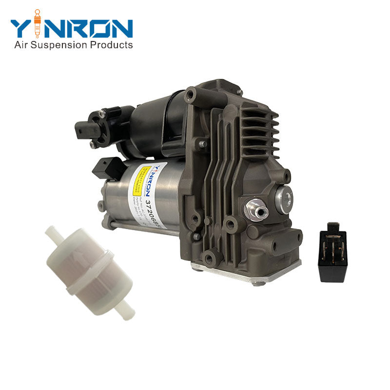 Left front 45 degree view for BMW X5 E70 X6 E71 air suspension compressor pump with relay and air filter (37206859714)