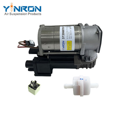 Bottom view for BMW X5 F15 X6 F16 air suspension compressor pump with relay and air filter (37206875177)