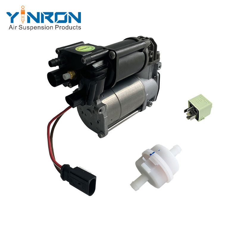 Left rear 45 degree top view for BMW X5 F15 X6 F16 air suspension compressor pump with relay and air filter (37206875177)
