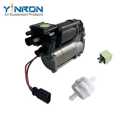 Left rear 45 degree top view for BMW X5 F15 X6 F16 air suspension compressor pump with relay and air filter (37206875177)