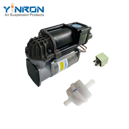 Right front 45 degree view for BMW X5 F15 X6 F16 air suspension compressor pump with relay and air filter (37206875177)