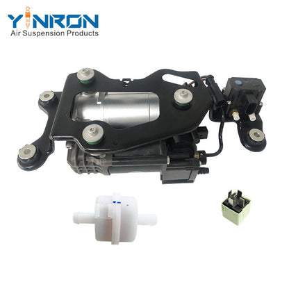 Back view for BMW X5 F15 X6 F16 air suspension compressor pump with bracket and valve block with relay and air filter (37206875177)