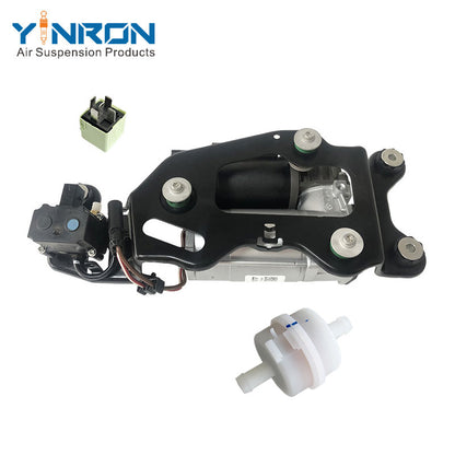Bottom view for BMW X5 F15 X6 F16 air suspension compressor pump with bracket and valve block with relay and air filter (37206875177)