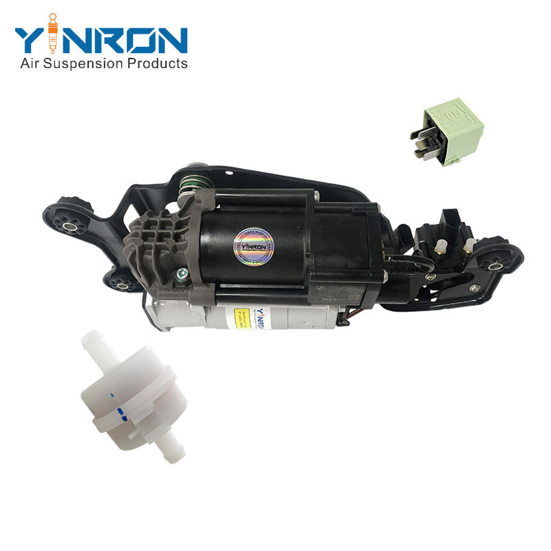 Top view for BMW X5 F15 X6 F16 air suspension compressor pump with bracket and valve block with relay and air filter (37206875177)