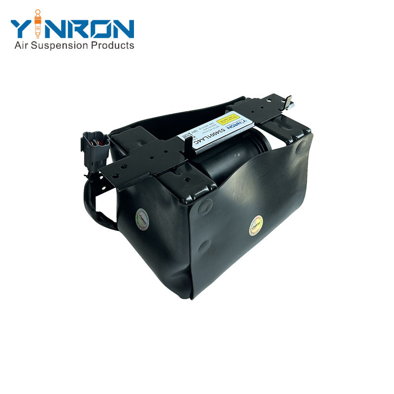 Side profile view of Infiniti QX56 Nissan Armada air suspension compressor pump part number 534001LA4C 534007S600 including relay