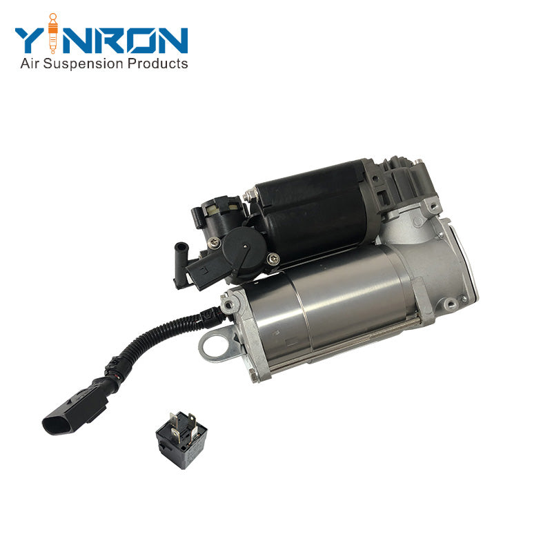 Full front view of Jaguar XJ X350 air suspension compressor pump C2C27702 with relay