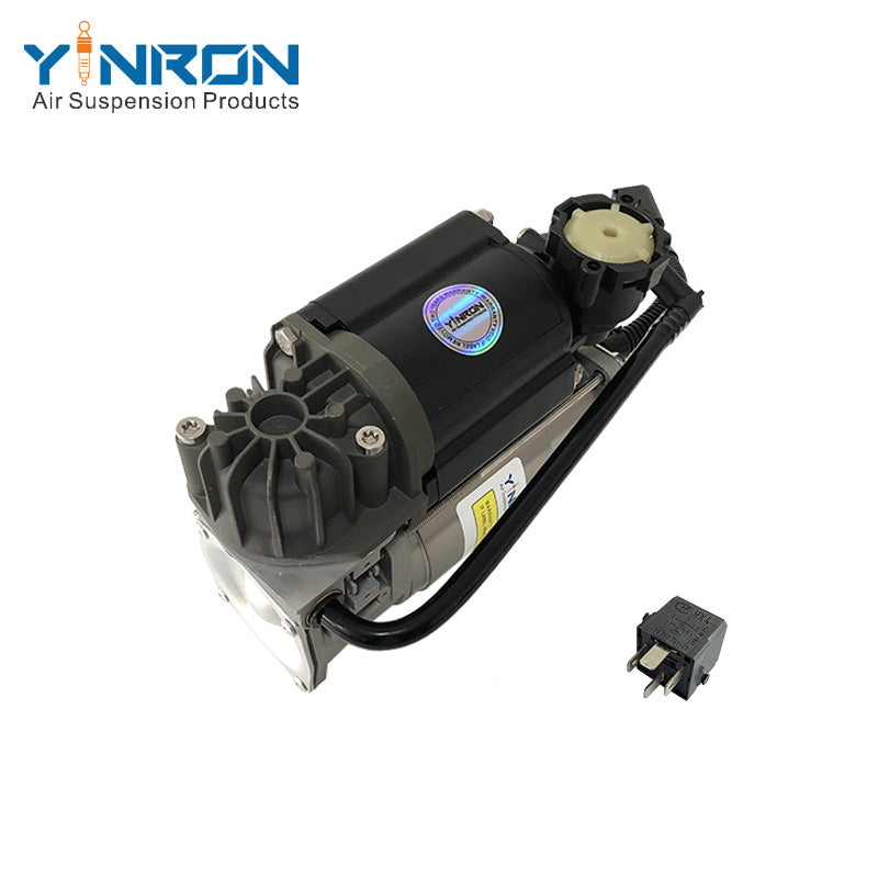 Full front view of Jaguar XJ X350 air suspension compressor pump C2C27702 with relay