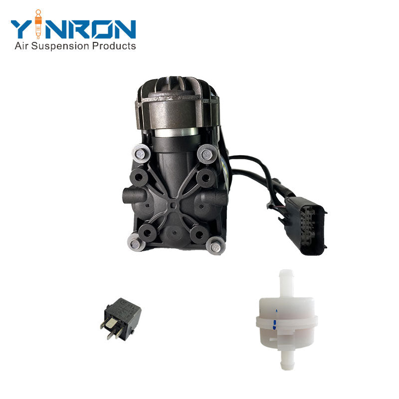 Close-up detailed shot of relay and air filter accessory on Jeep Grand Cherokee 68232648AA air suspension compressor pump