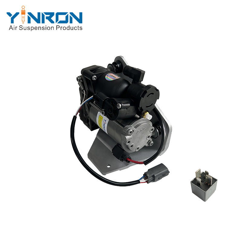 Horizontal eye-level view of Air Suspension Compressor Pump for Land Rover Discovery 4 L319 / Range Rover Sport (LR032902, with Relay)