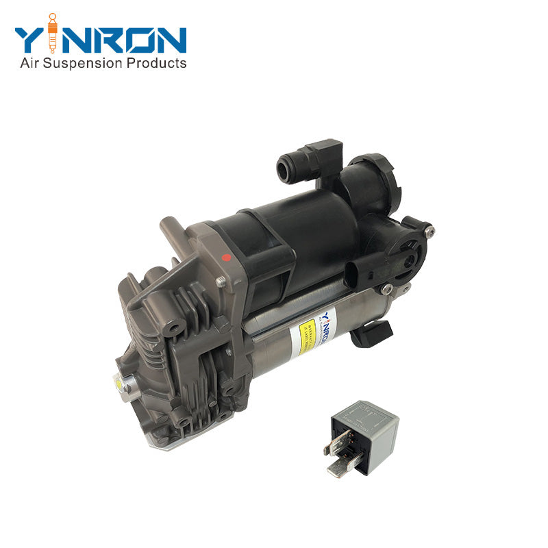 Close-up detail view of Air Suspension Compressor Pump LR044016 for Land Rover Discovery 4 L319 Range Rover Sport with relay assembly