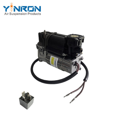 45 degree angled view of Land Rover Range Rover L322 air suspension compressor pump RQL000014 with WABCO relay