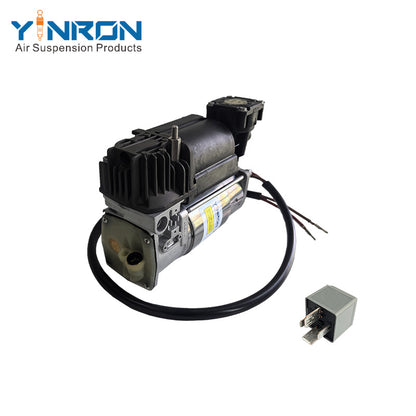 Side profile view of Land Rover Range Rover L322 air suspension compressor pump RQL000014 with WABCO relay