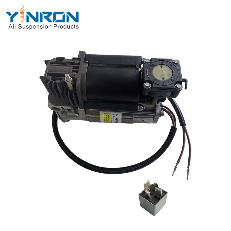 Top vertical overhead view of Land Rover Range Rover L322 air suspension compressor pump RQL000014 with WABCO relay