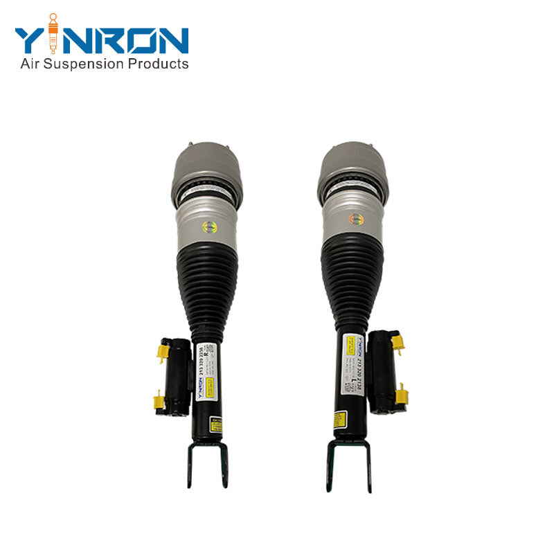 Full front view of Mercedes-Benz E-Class W213 front air suspension strut pair with ADS (A2133202138 & A2133202238)