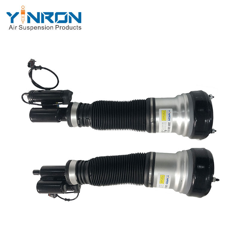 Full front view of Mercedes-Benz S-Class W220 4Matic front air suspension strut pair (A2203202138 & A2203202238)