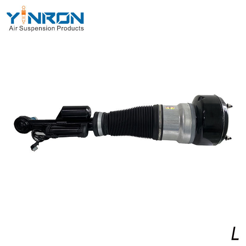 Eye-level horizontal view of Mercedes-Benz S-Class W221 4Matic front left air suspension strut (A2213200438)