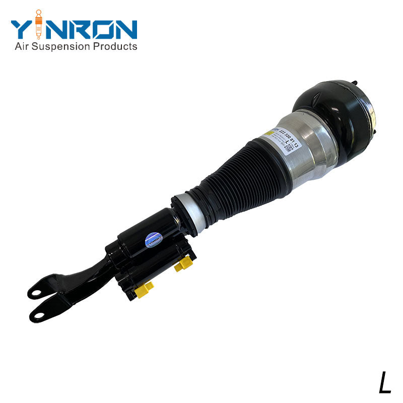 Detailed side profile view of Mercedes-Benz S-Class W222 4Matic front left air suspension strut (A2223208113)