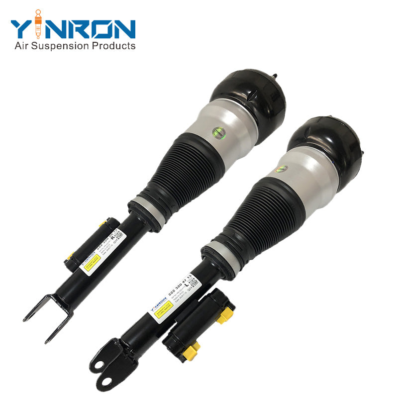 45-degree pair view of Mercedes-Benz S-Class W222 front air suspension struts (A2223204713 & A2223204813)