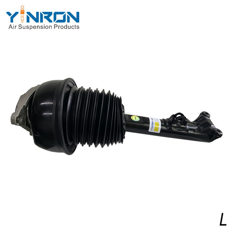 Eye-level view of Mercedes-Benz CLS C218 front left air suspension strut with ADS (A2183206513)