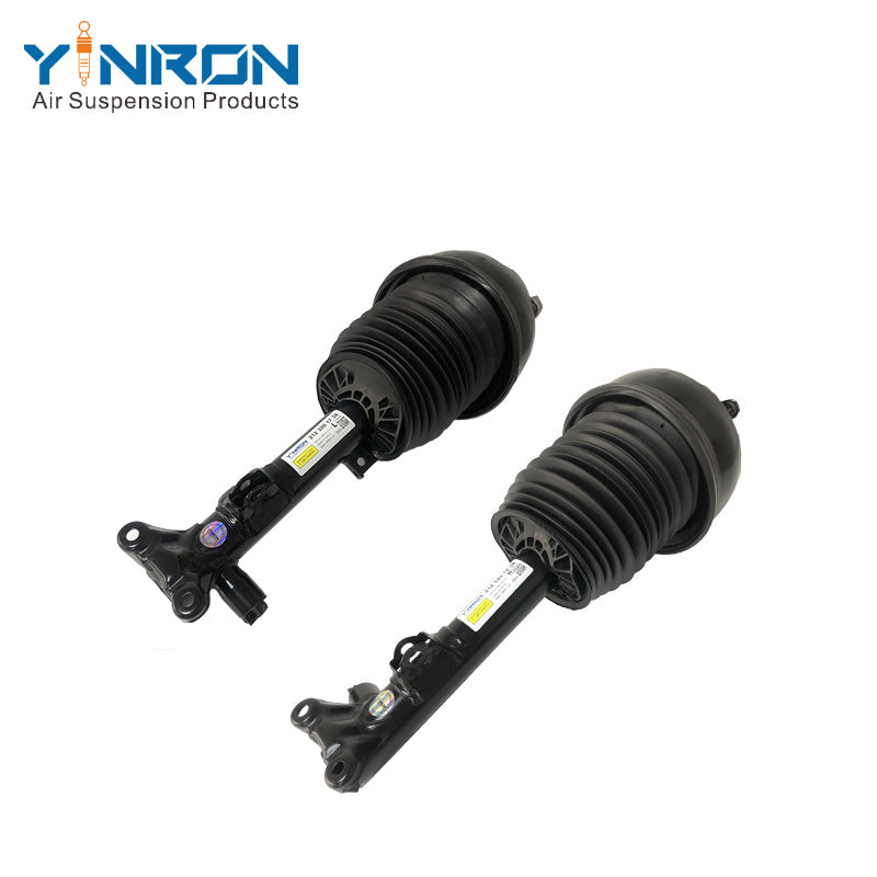 Side view of a pair of Mercedes-Benz E-Class W212 front air suspension struts with ADS (A2123200913, A2123200813)
