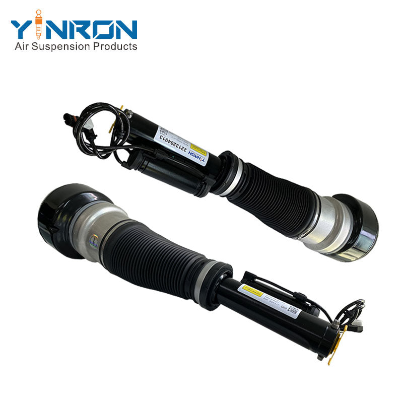 Side view of Mercedes S-Class W221 front air suspension strut pair (A2213204913)
