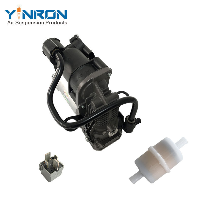 Side view of Mercedes-Benz S class W222 air suspension compressor pump (A0993200104) with Relay & Air Filter