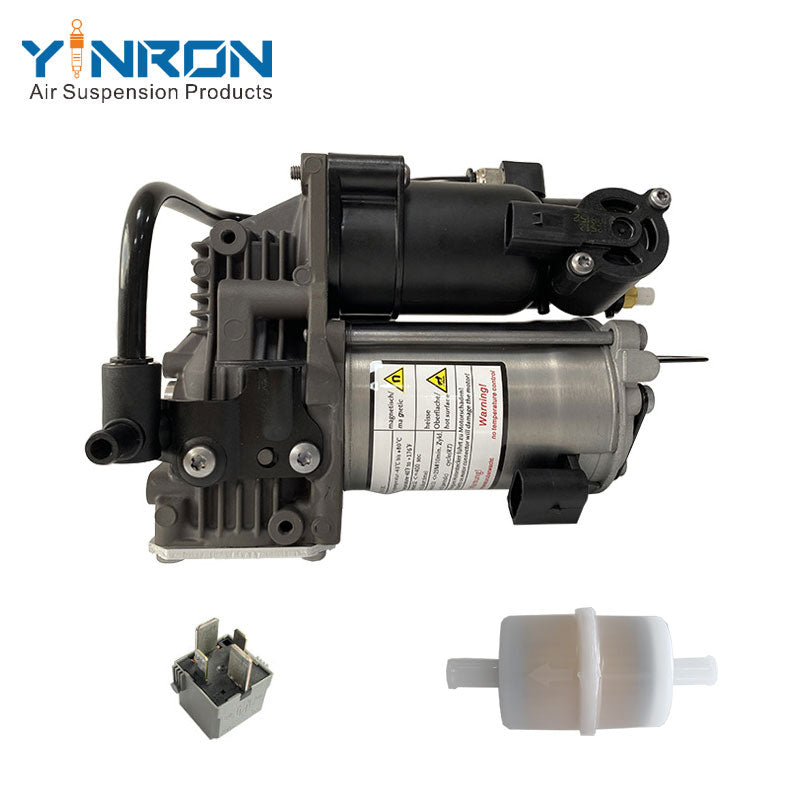 Vertical top view of Mercedes-Benz S class W222 air suspension compressor pump (A0993200104) with Relay & Air Filter