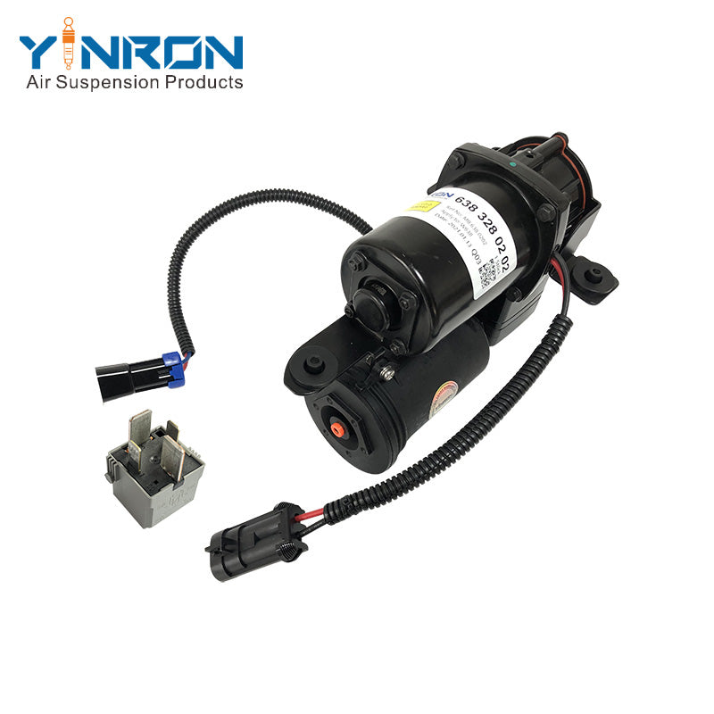 45 degree angle view of Mercedes-Benz V class VITO W638 air suspension compressor pump (A6383280202) with Relay