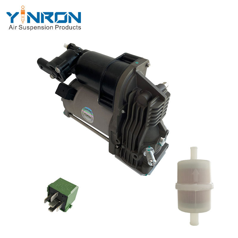 45 degree angle view of Mercedes Benz V class VITO W639 air suspension compressor pump (A6393200204) with Relay & Air Filter